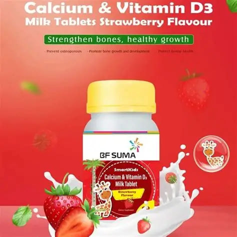 Calcium & Vitamin D3 Milk Tablets (Strawberry Flavor)